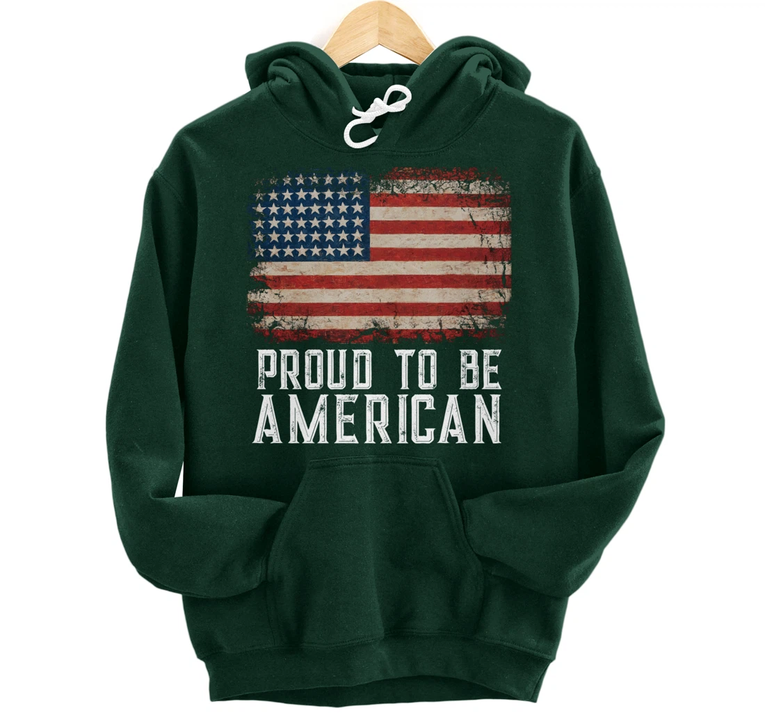Patriotic USA Flag Proud To Be American Gift Citizen Veteran Pullover Hoodie