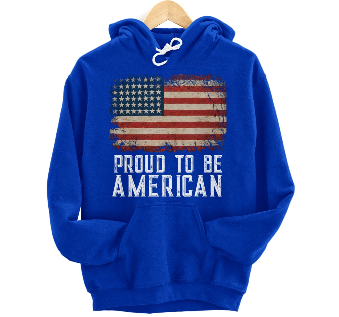 Patriotic USA Flag Proud To Be American Gift Citizen Veteran Pullover Hoodie