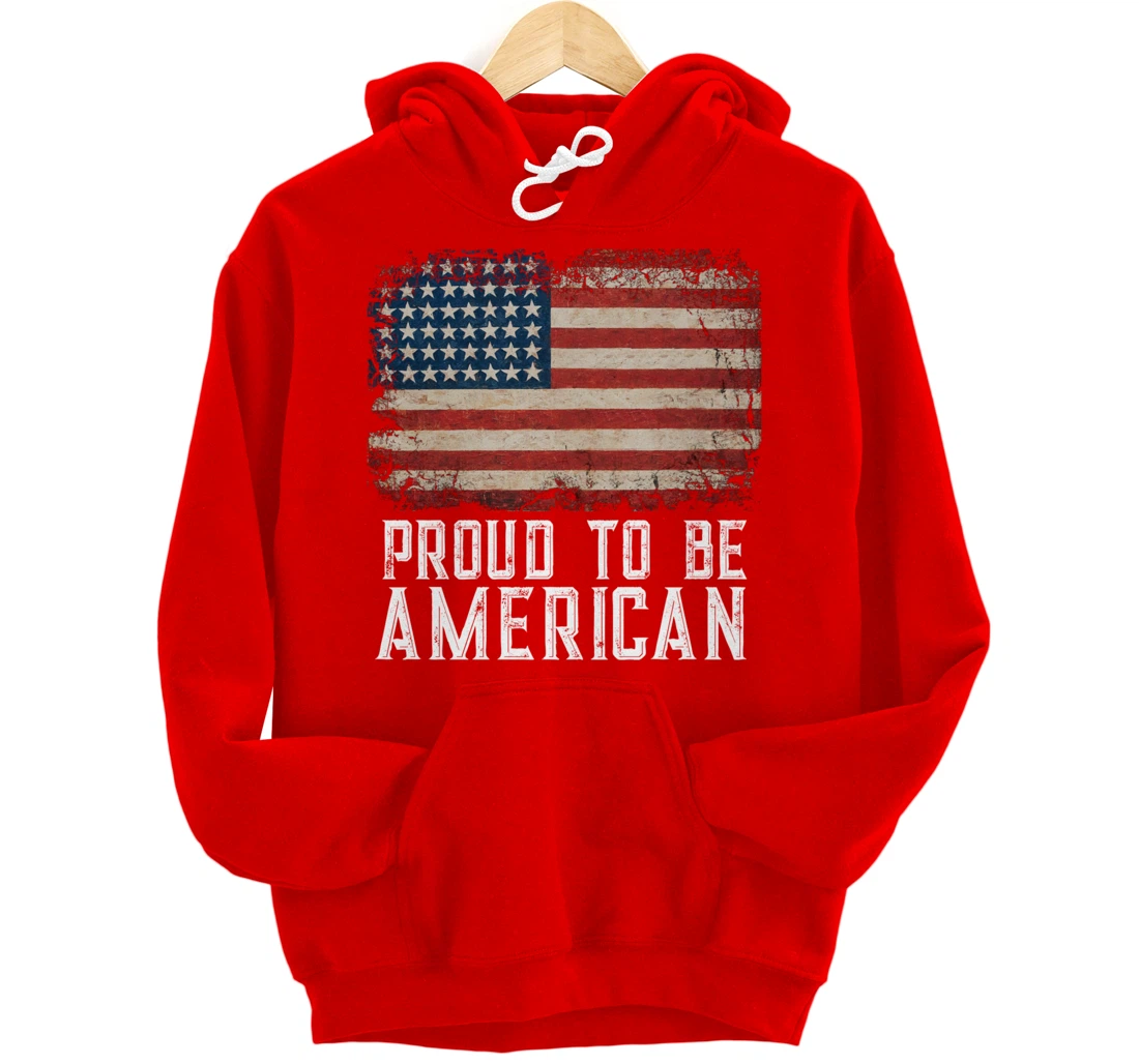 Patriotic USA Flag Proud To Be American Gift Citizen Veteran Pullover Hoodie
