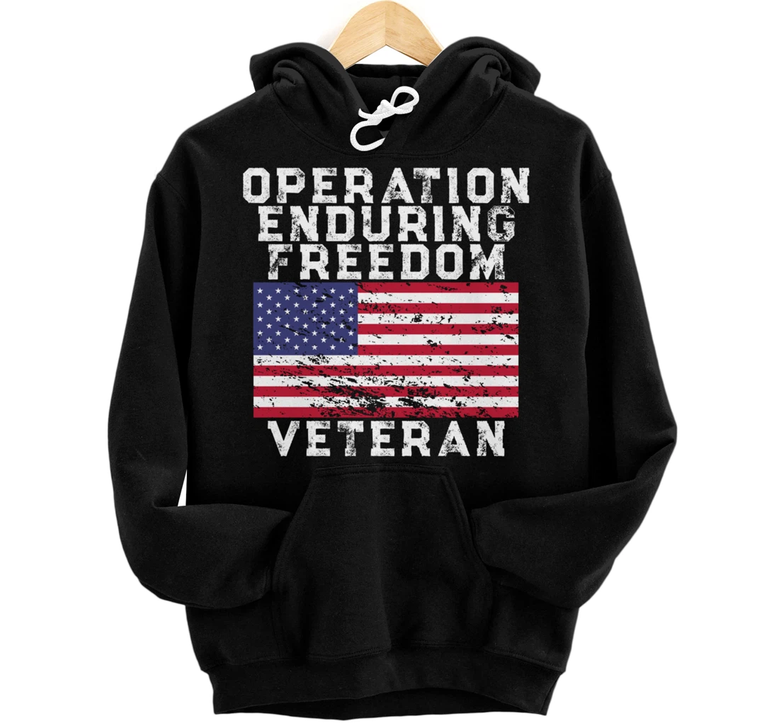 Operation Enduring Freedom Veteran - Vintage US Flag Pullover Hoodie