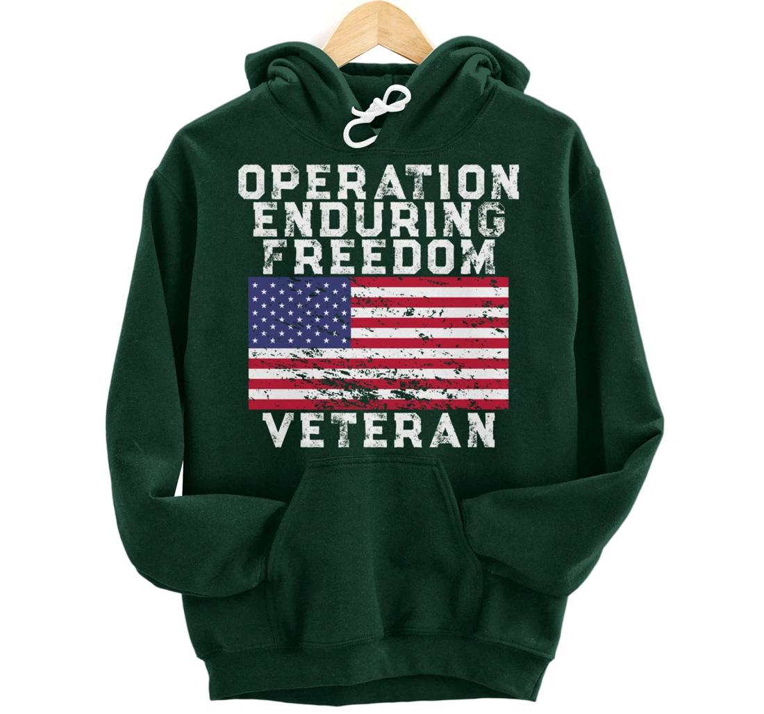 Operation Enduring Freedom Veteran - Vintage US Flag Pullover Hoodie