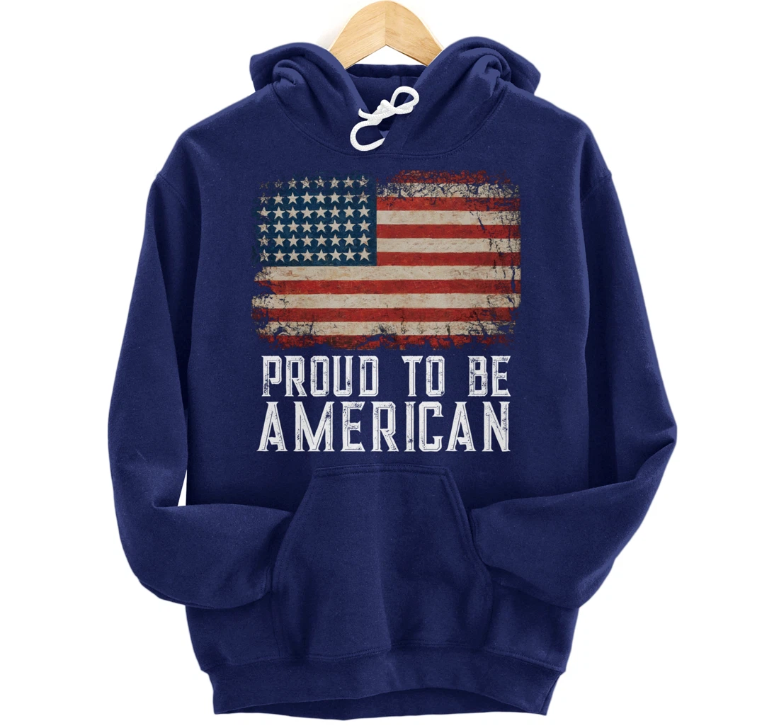Patriotic USA Flag Proud To Be American Gift Citizen Veteran Pullover Hoodie