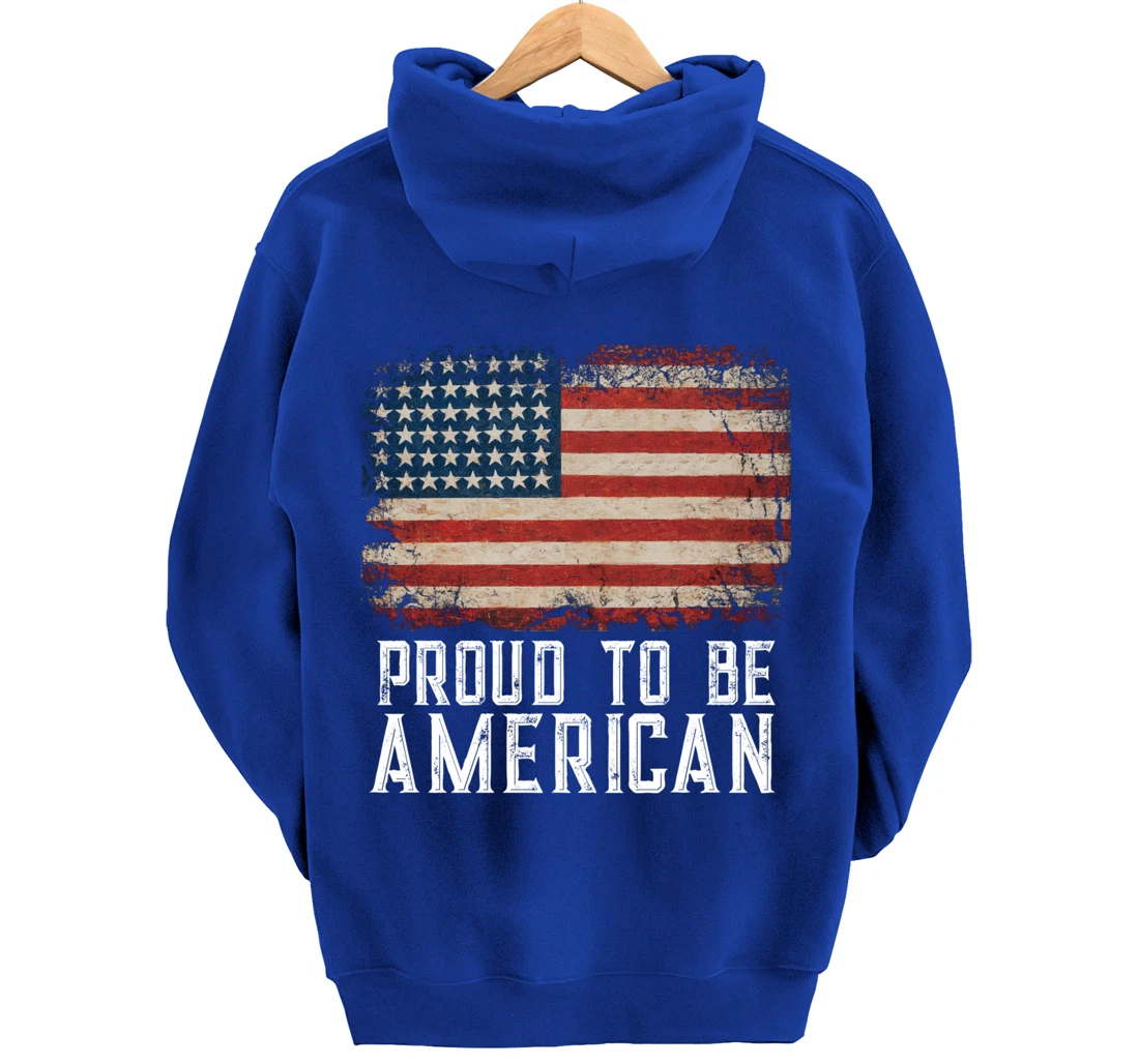 Patriotic USA Flag Proud To Be American Gift Citizen Veteran Pullover Hoodie