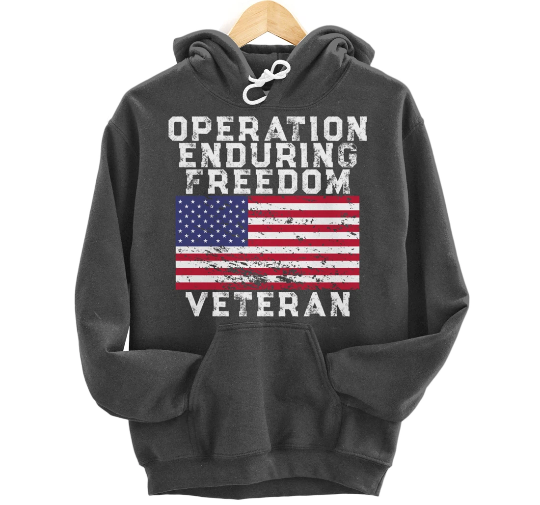 Operation Enduring Freedom Veteran - Vintage US Flag Pullover Hoodie