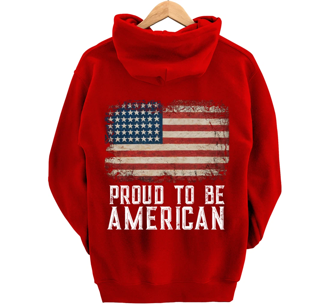 Patriotic USA Flag Proud To Be American Gift Citizen Veteran Pullover Hoodie