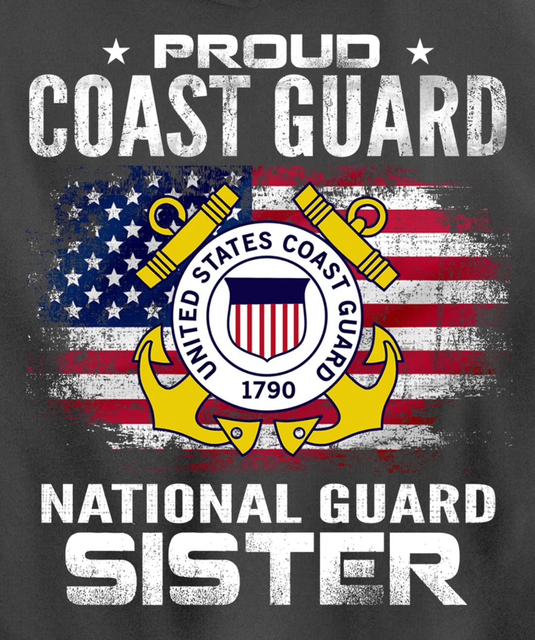 Proud Coast Guard National Guard Sister Gift Veteran Day Pullover Hoodie