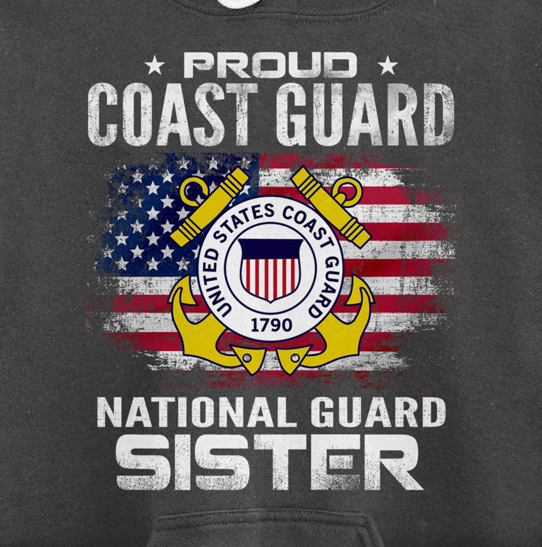 Proud Coast Guard National Guard Sister Gift Veteran Day Pullover Hoodie