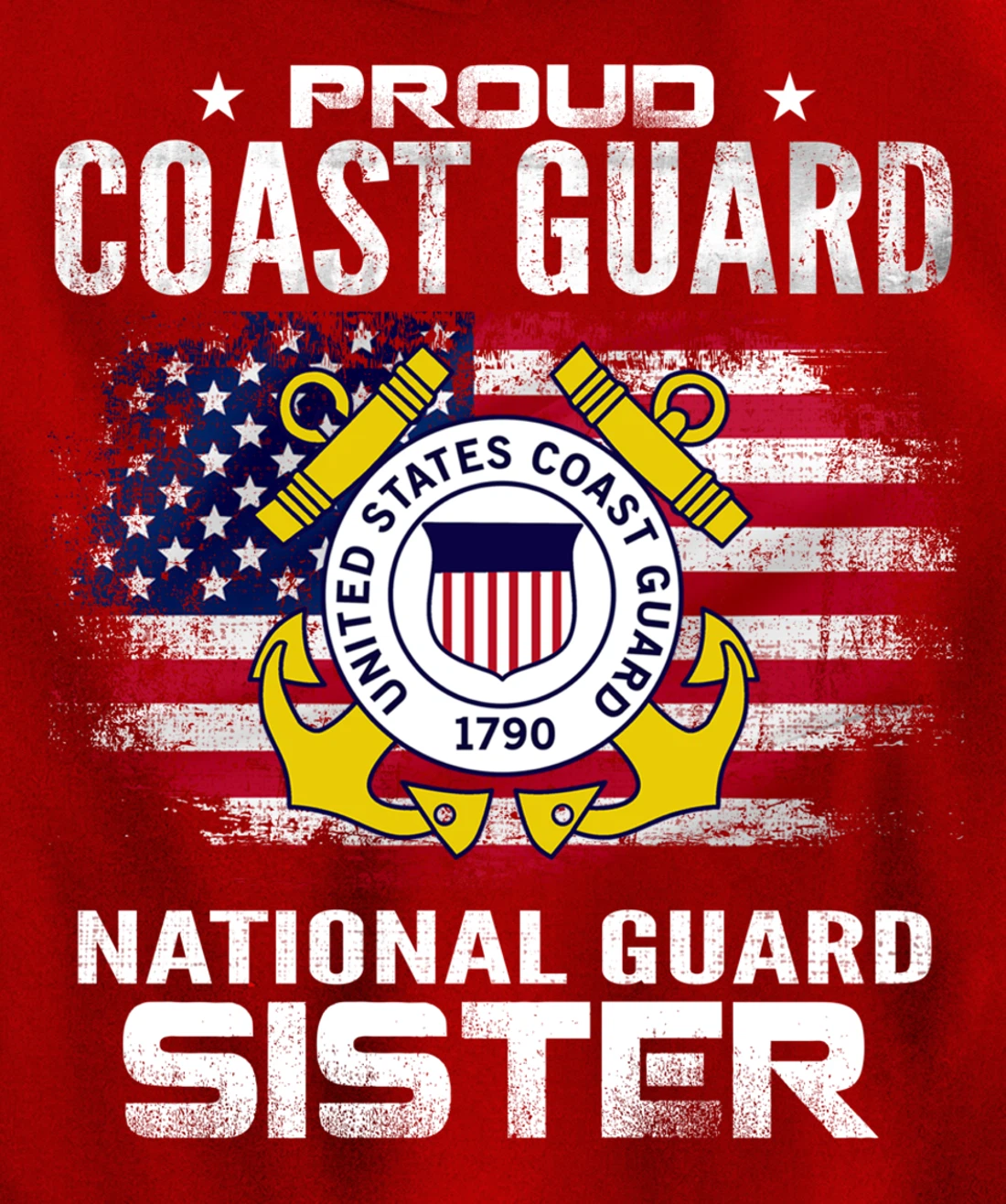 Proud Coast Guard National Guard Sister Gift Veteran Day Pullover Hoodie