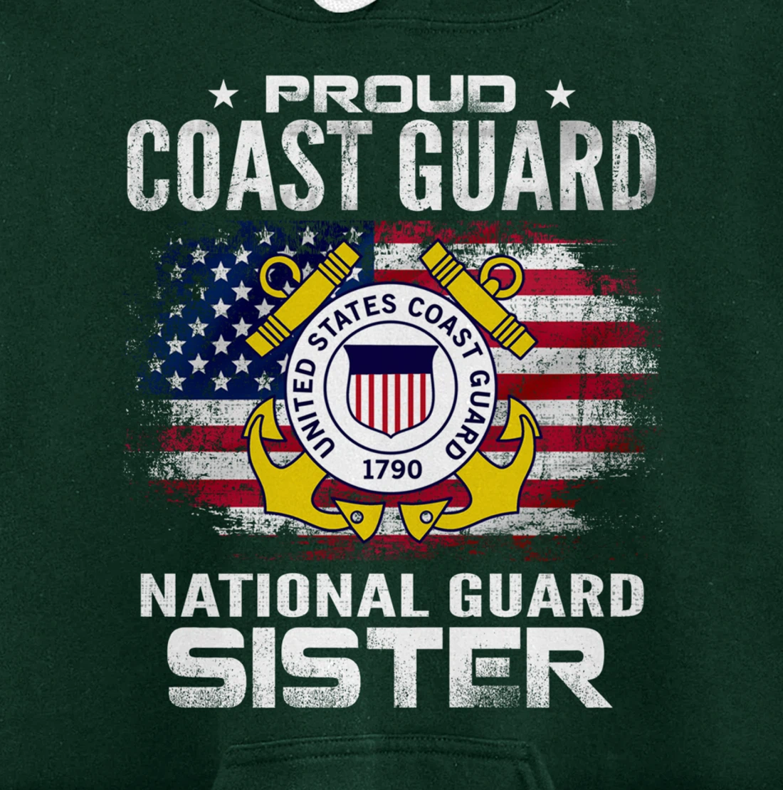 Proud Coast Guard National Guard Sister Gift Veteran Day Pullover Hoodie