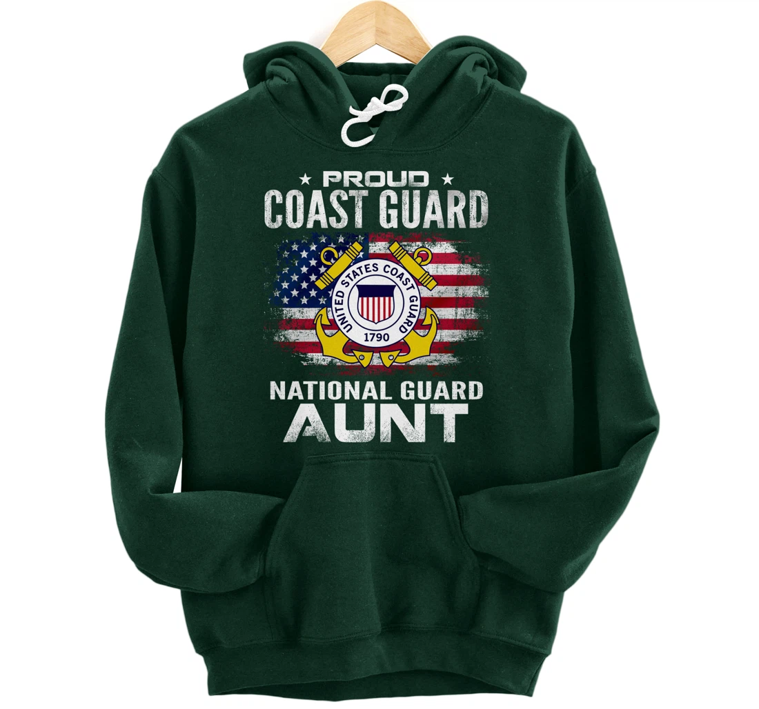 Proud Coast Guard National Guard Aunt Gift Veteran Day Pullover Hoodie