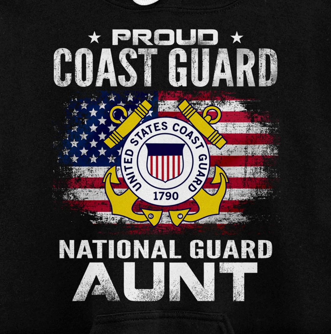 Proud Coast Guard National Guard Aunt Gift Veteran Day Pullover Hoodie