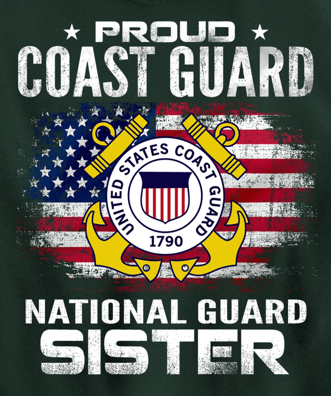 Proud Coast Guard National Guard Sister Gift Veteran Day Pullover Hoodie