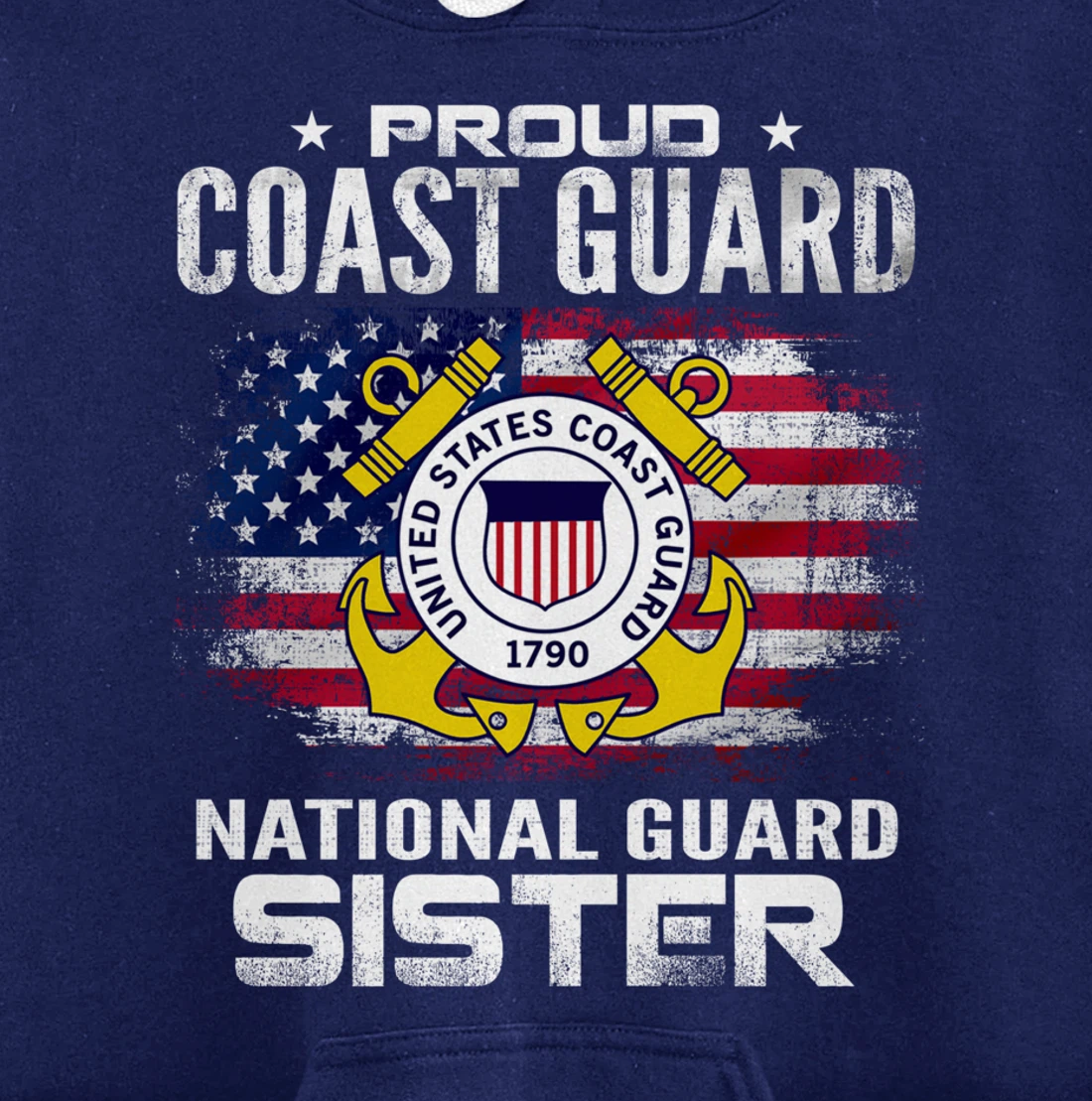 Proud Coast Guard National Guard Sister Gift Veteran Day Pullover Hoodie