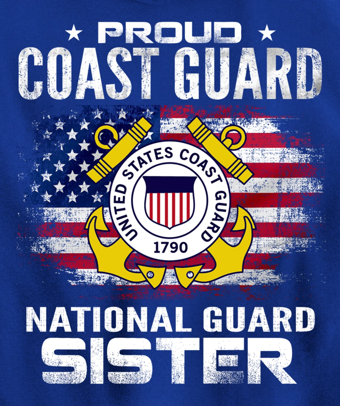 Proud Coast Guard National Guard Sister Gift Veteran Day Pullover Hoodie
