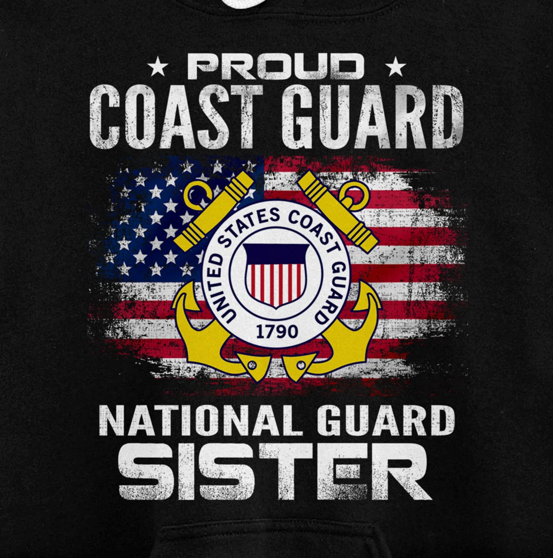 Proud Coast Guard National Guard Sister Gift Veteran Day Pullover Hoodie