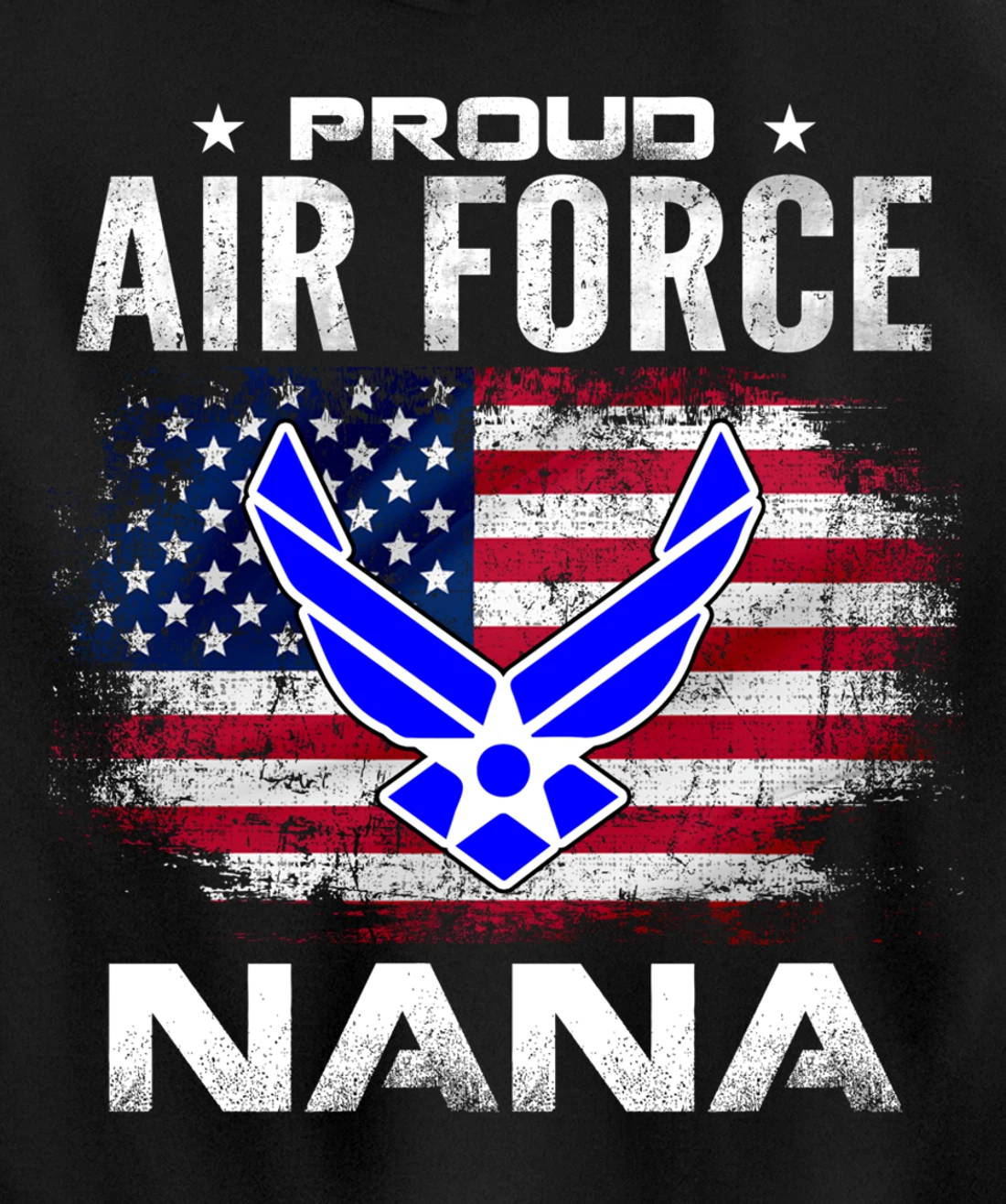 Proud Air Force Nana With American Flag Gift Veteran Pullover Hoodie