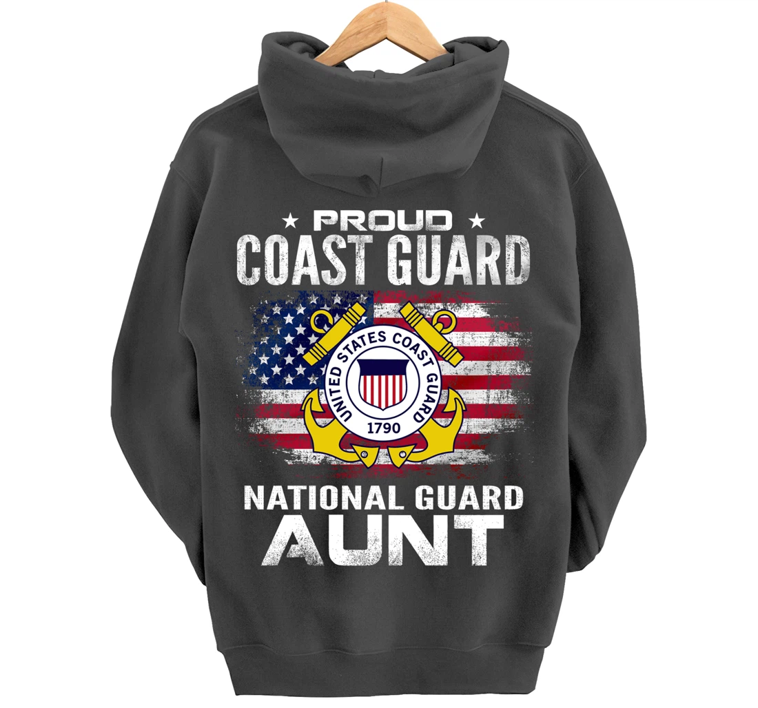 Proud Coast Guard National Guard Aunt Gift Veteran Day Pullover Hoodie