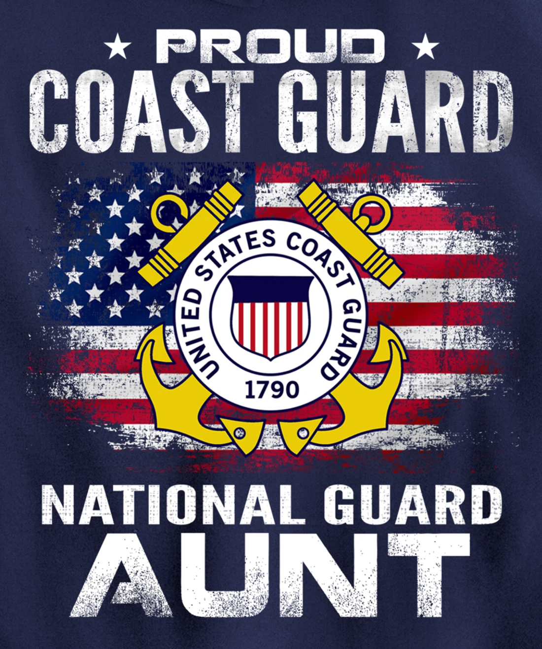 Proud Coast Guard National Guard Aunt Gift Veteran Day Pullover Hoodie