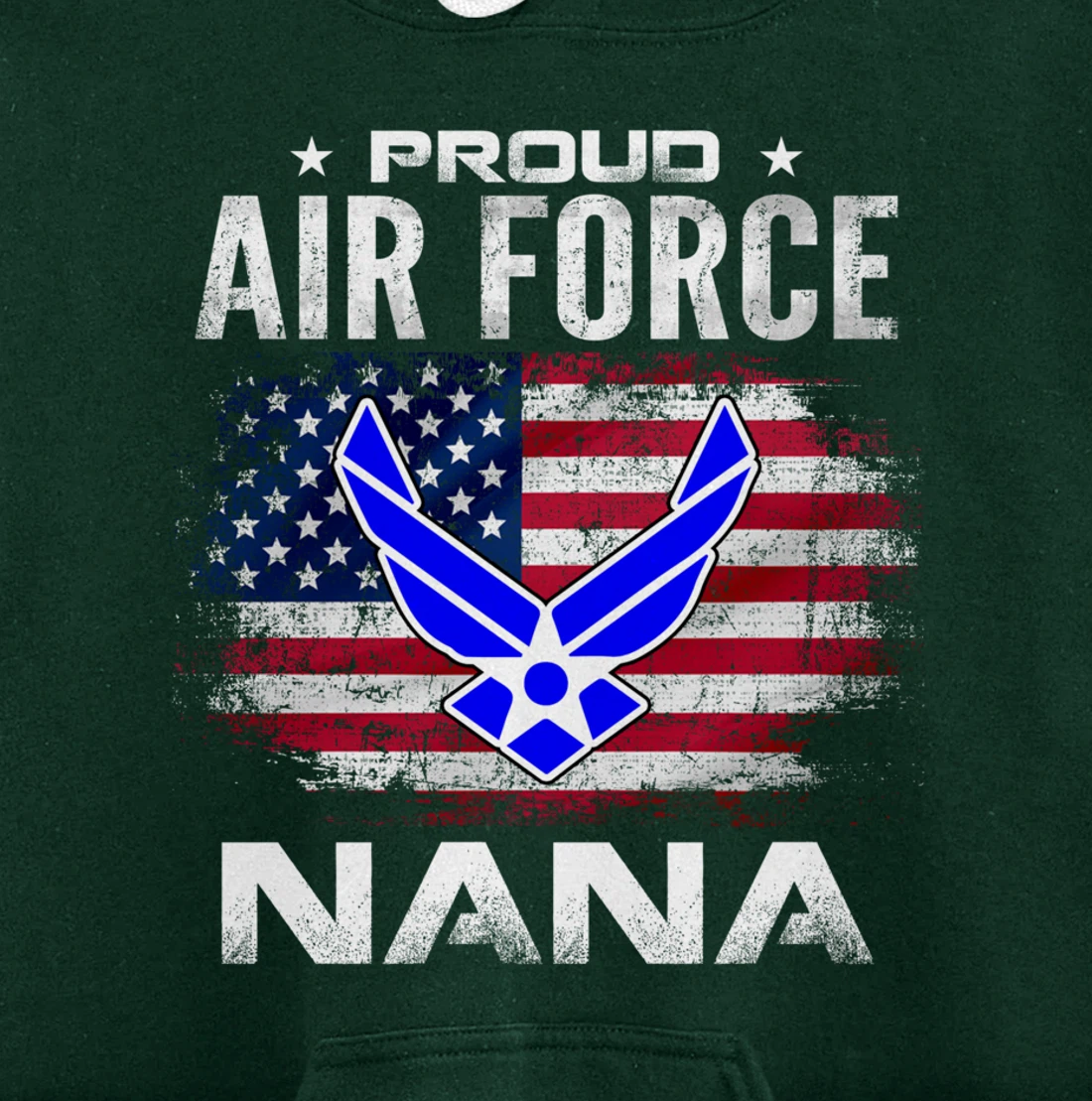 Proud Air Force Nana With American Flag Gift Veteran Pullover Hoodie