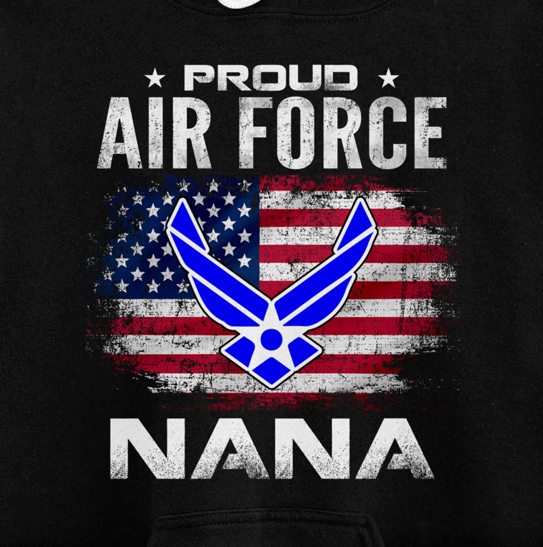 Proud Air Force Nana With American Flag Gift Veteran Pullover Hoodie