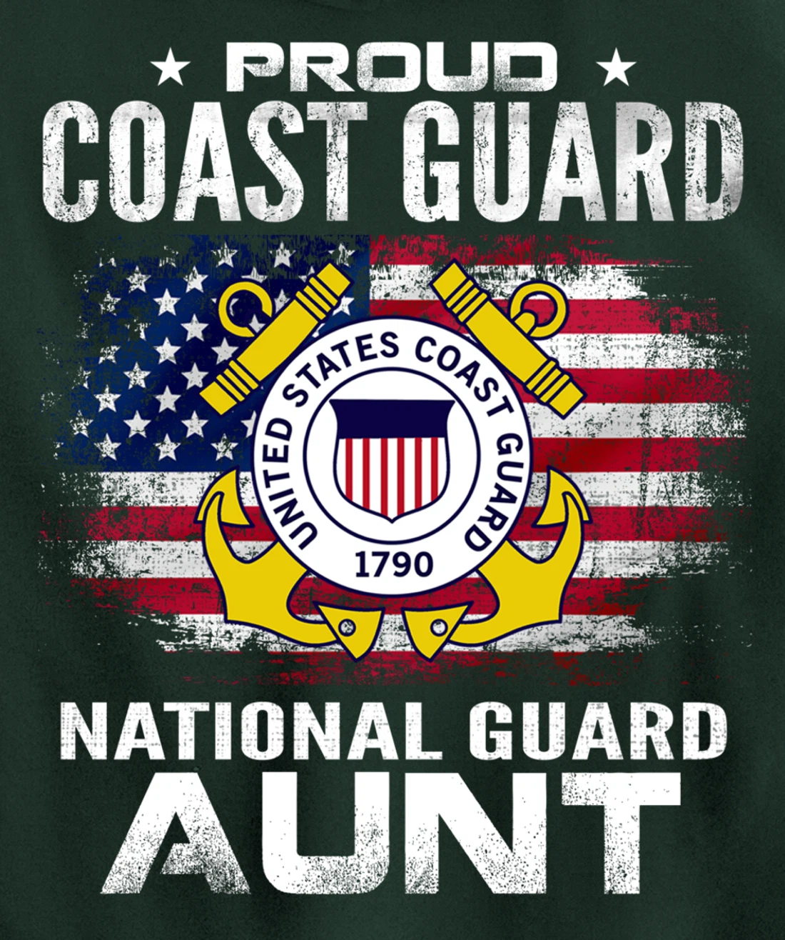 Proud Coast Guard National Guard Aunt Gift Veteran Day Pullover Hoodie