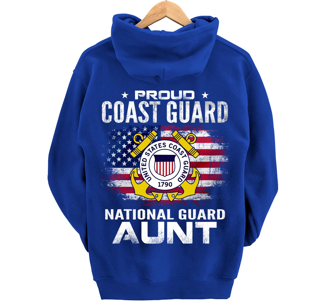 Proud Coast Guard National Guard Aunt Gift Veteran Day Pullover Hoodie