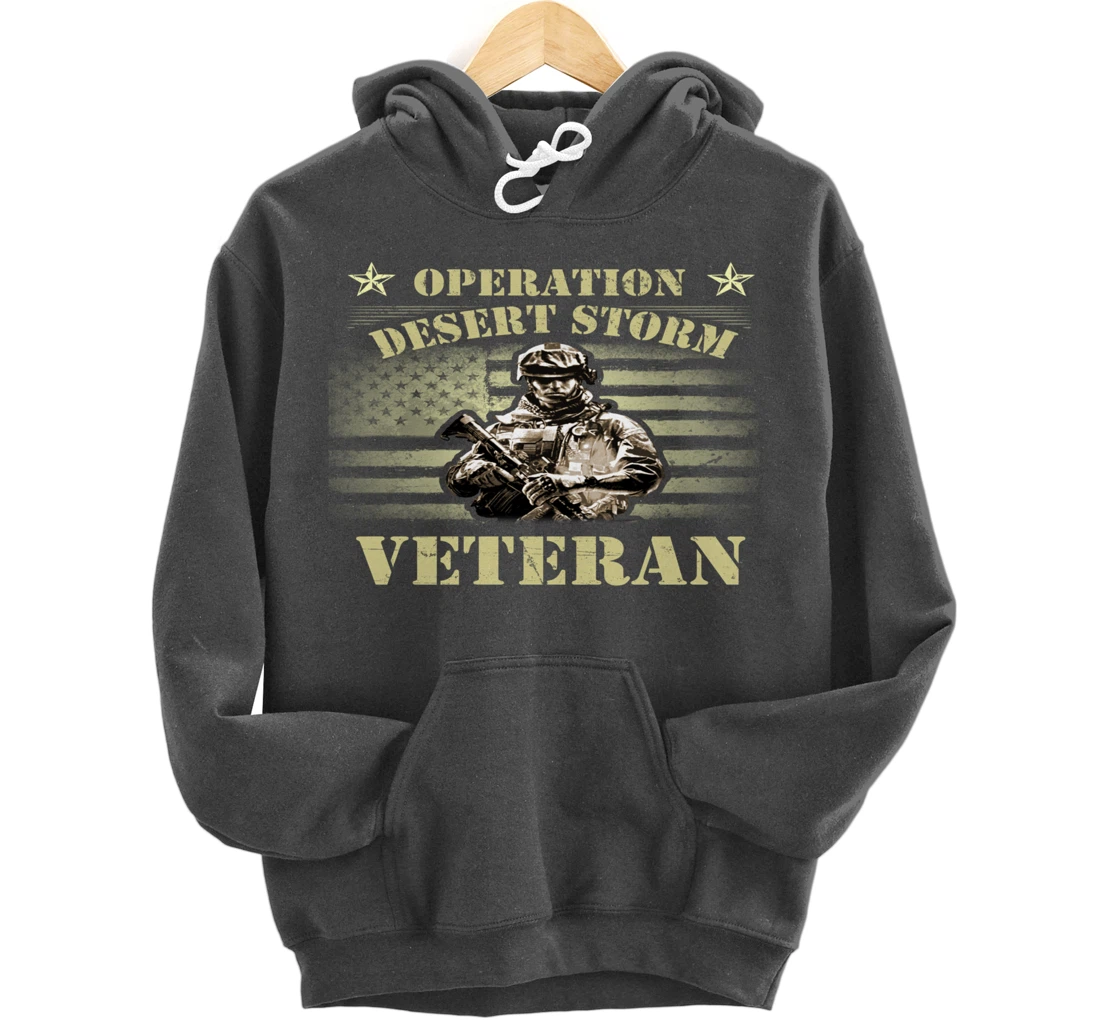 VETERAN 365 Veteran Tee Operation Desert Storm USA Flag Gift Pullover Hoodie