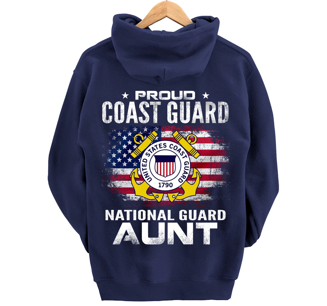 Proud Coast Guard National Guard Aunt Gift Veteran Day Pullover Hoodie