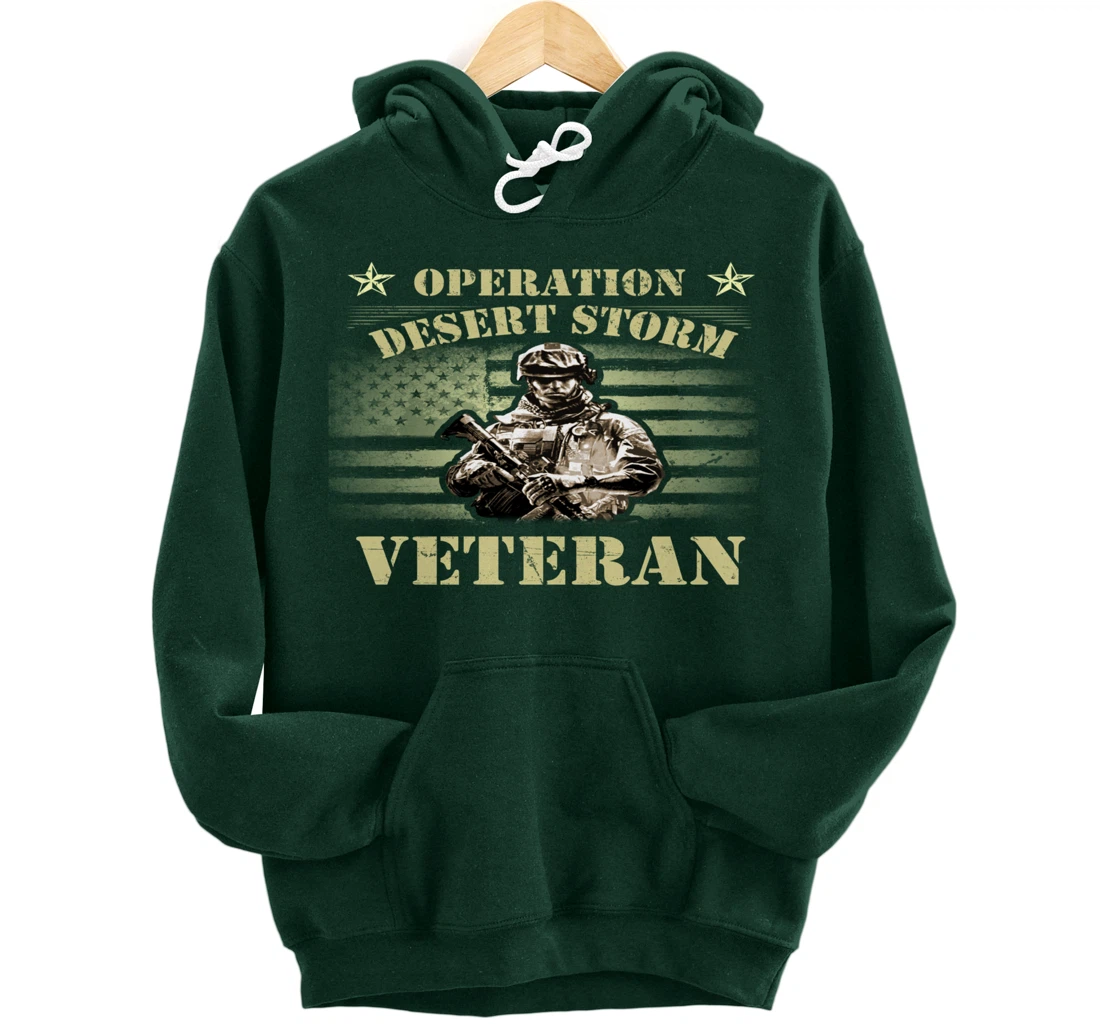 VETERAN 365 Veteran Tee Operation Desert Storm USA Flag Gift Pullover Hoodie