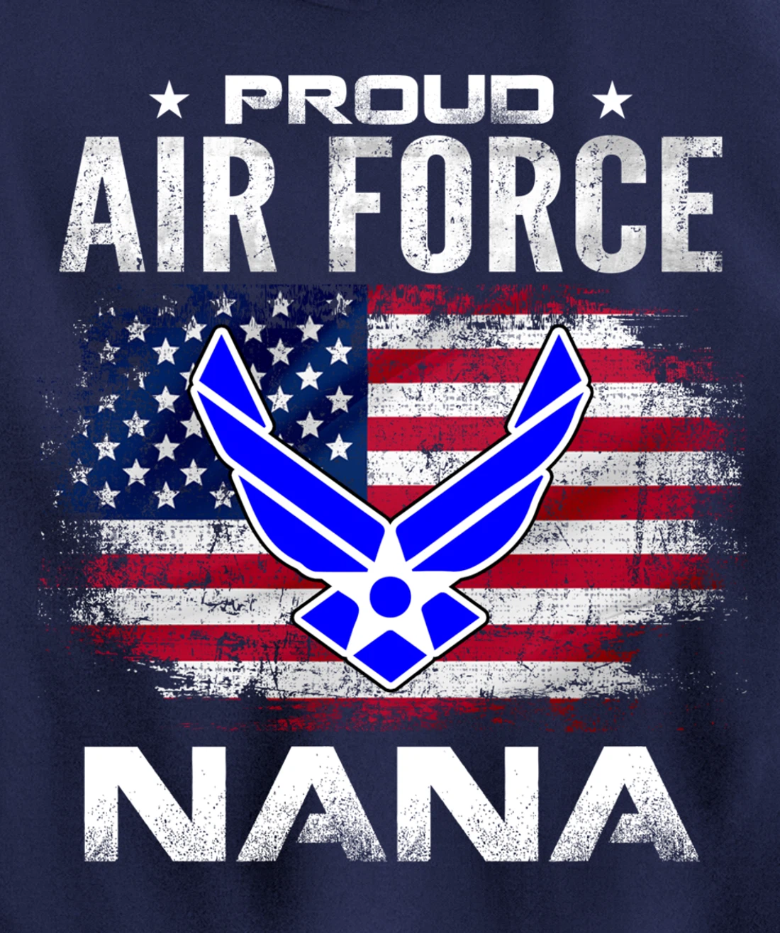 Proud Air Force Nana With American Flag Gift Veteran Pullover Hoodie
