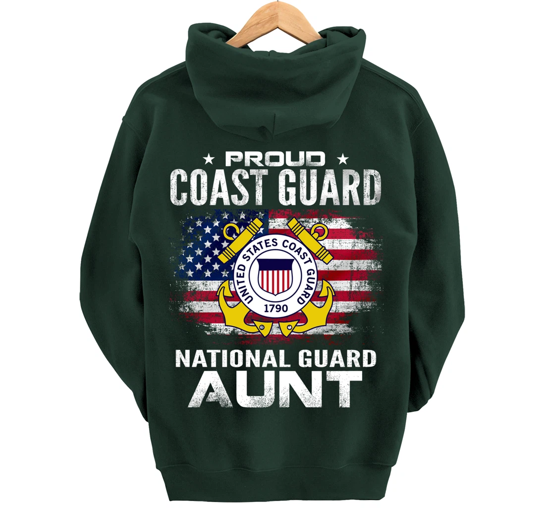 Proud Coast Guard National Guard Aunt Gift Veteran Day Pullover Hoodie