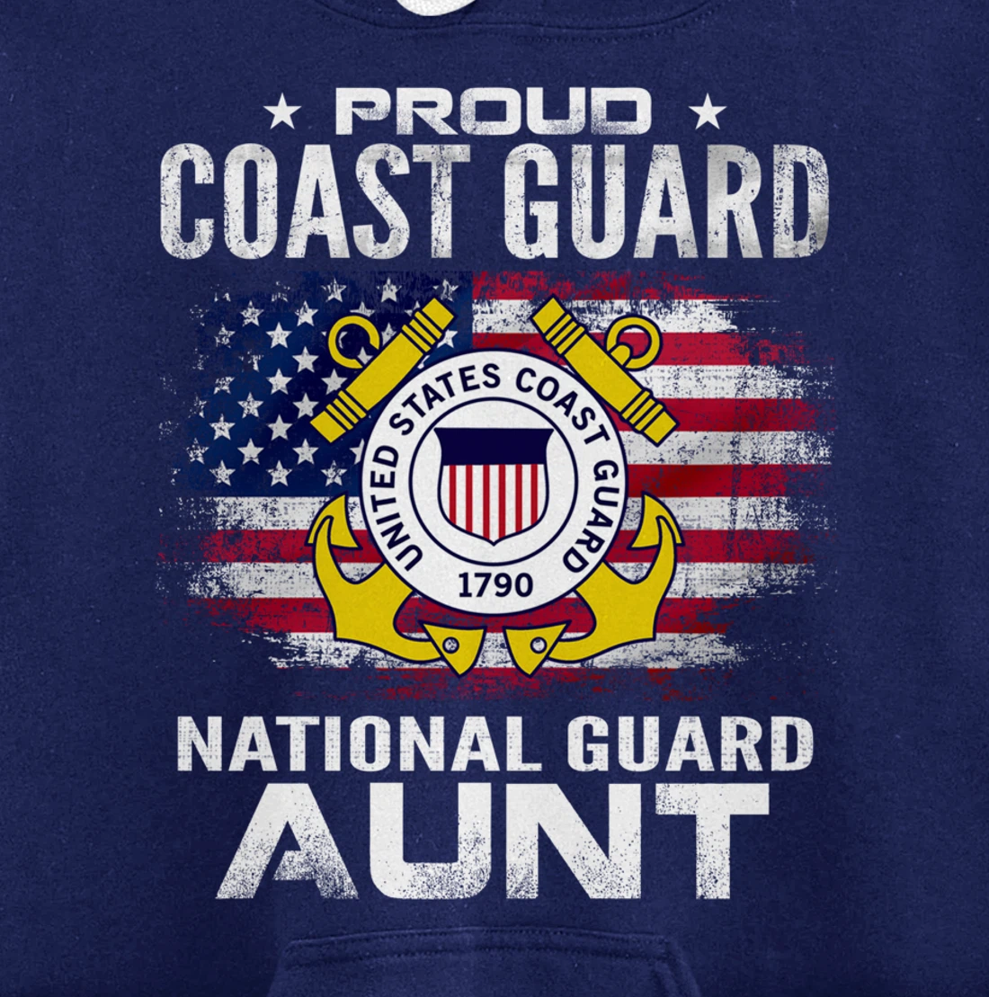 Proud Coast Guard National Guard Aunt Gift Veteran Day Pullover Hoodie