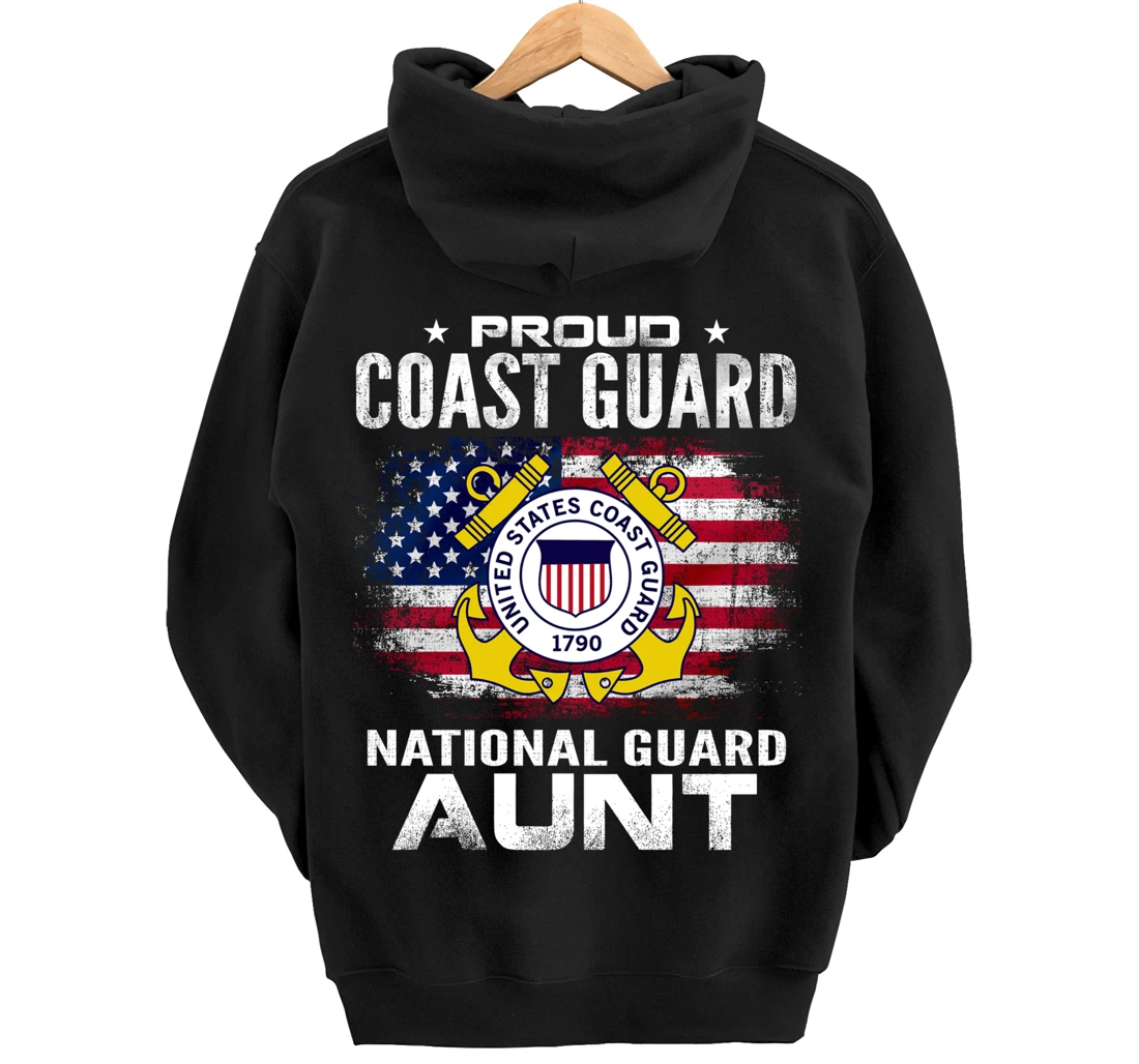 Proud Coast Guard National Guard Aunt Gift Veteran Day Pullover Hoodie