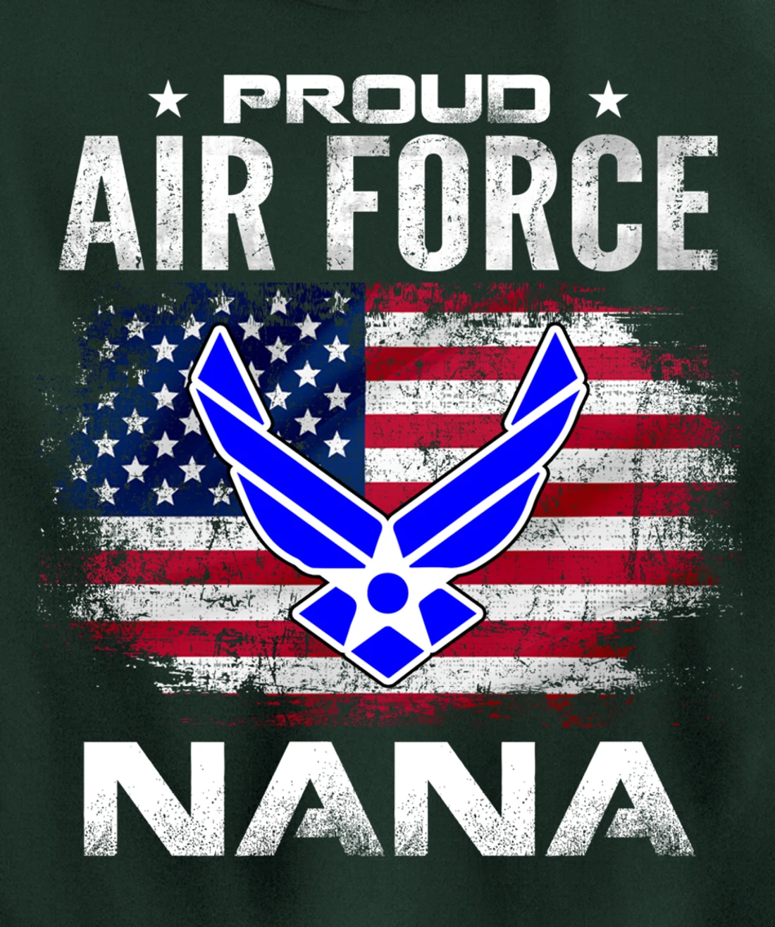 Proud Air Force Nana With American Flag Gift Veteran Pullover Hoodie