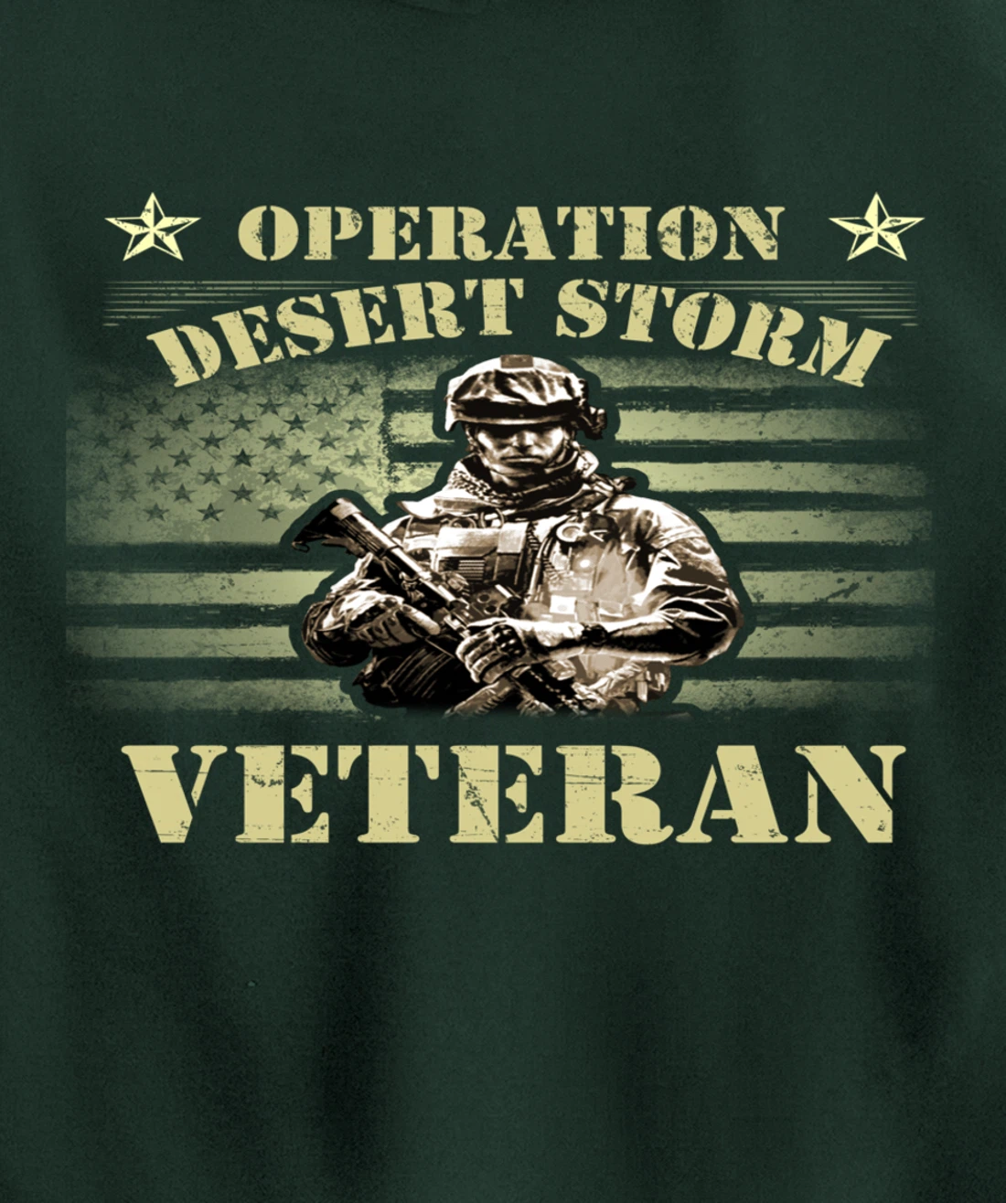VETERAN 365 Veteran Tee Operation Desert Storm USA Flag Gift Pullover Hoodie