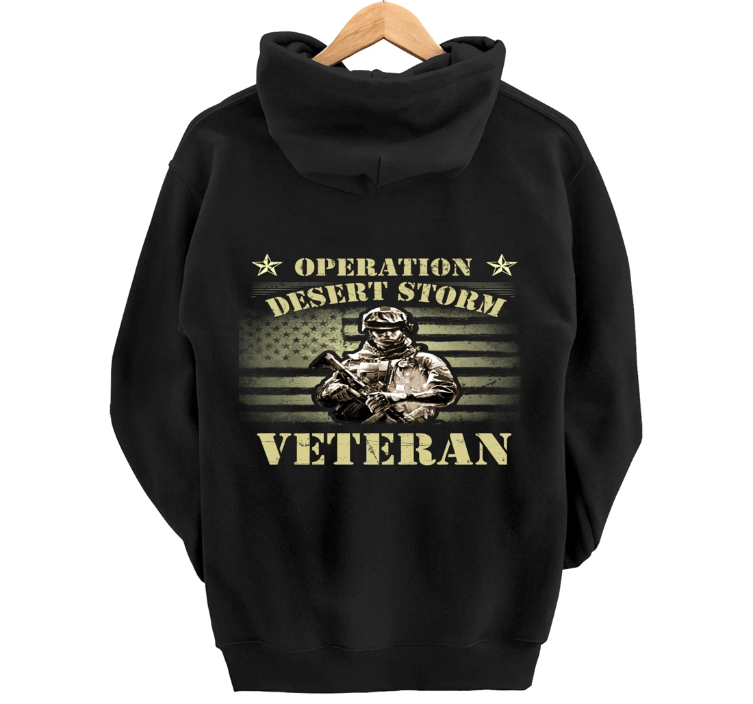 VETERAN 365 Veteran Tee Operation Desert Storm USA Flag Gift Pullover Hoodie