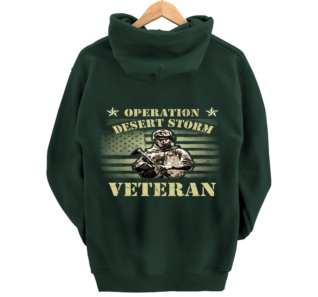VETERAN 365 Veteran Tee Operation Desert Storm USA Flag Gift Pullover Hoodie