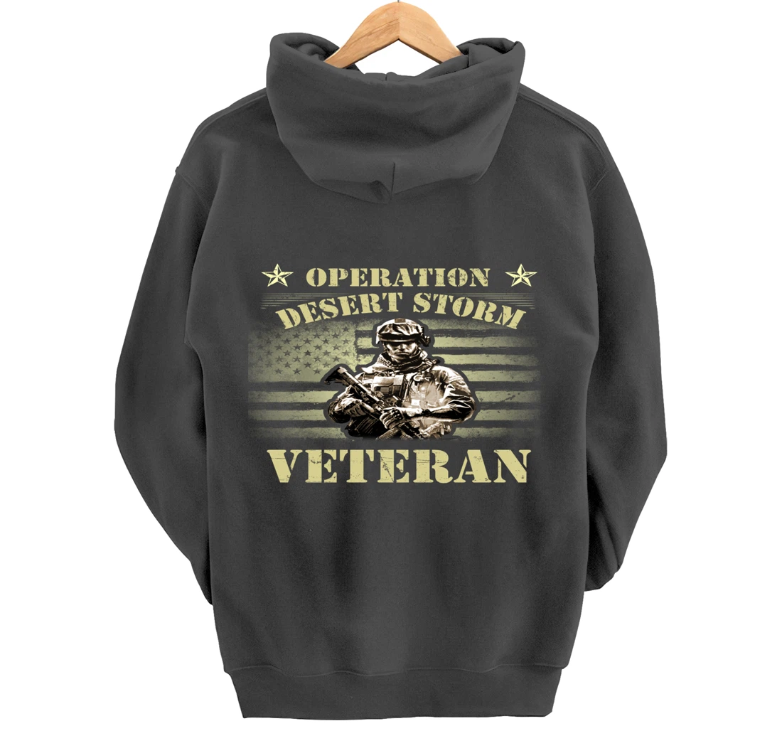 VETERAN 365 Veteran Tee Operation Desert Storm USA Flag Gift Pullover Hoodie