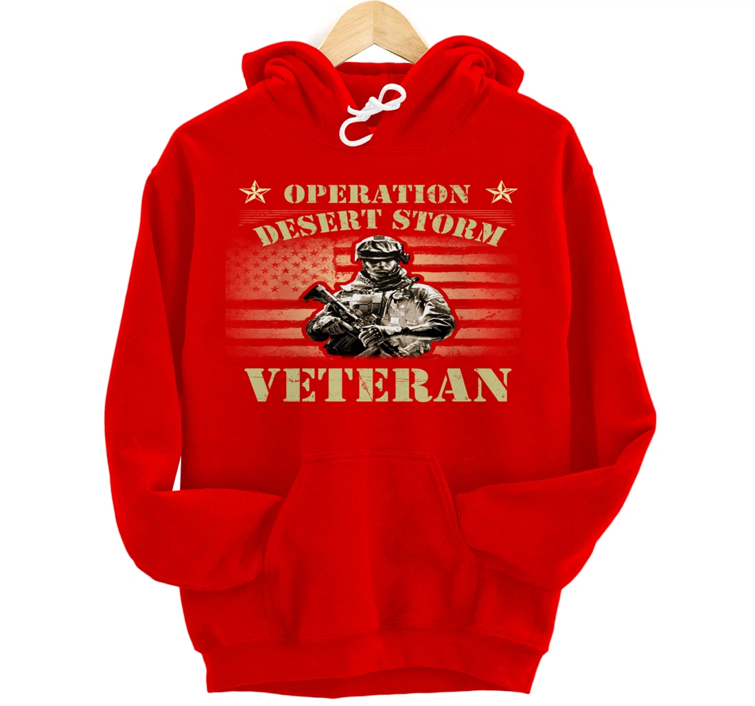 VETERAN 365 Veteran Tee Operation Desert Storm USA Flag Gift Pullover Hoodie