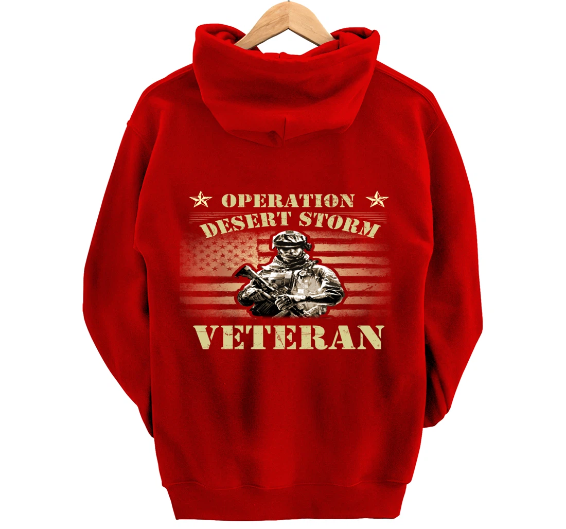VETERAN 365 Veteran Tee Operation Desert Storm USA Flag Gift Pullover Hoodie