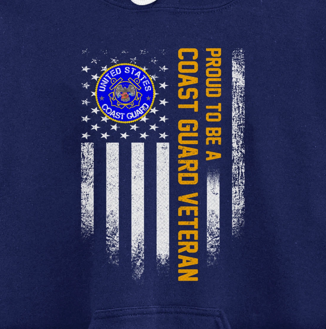 Vintage USA American Flag Proud To Be A Coast Guard Veteran Pullover Hoodie
