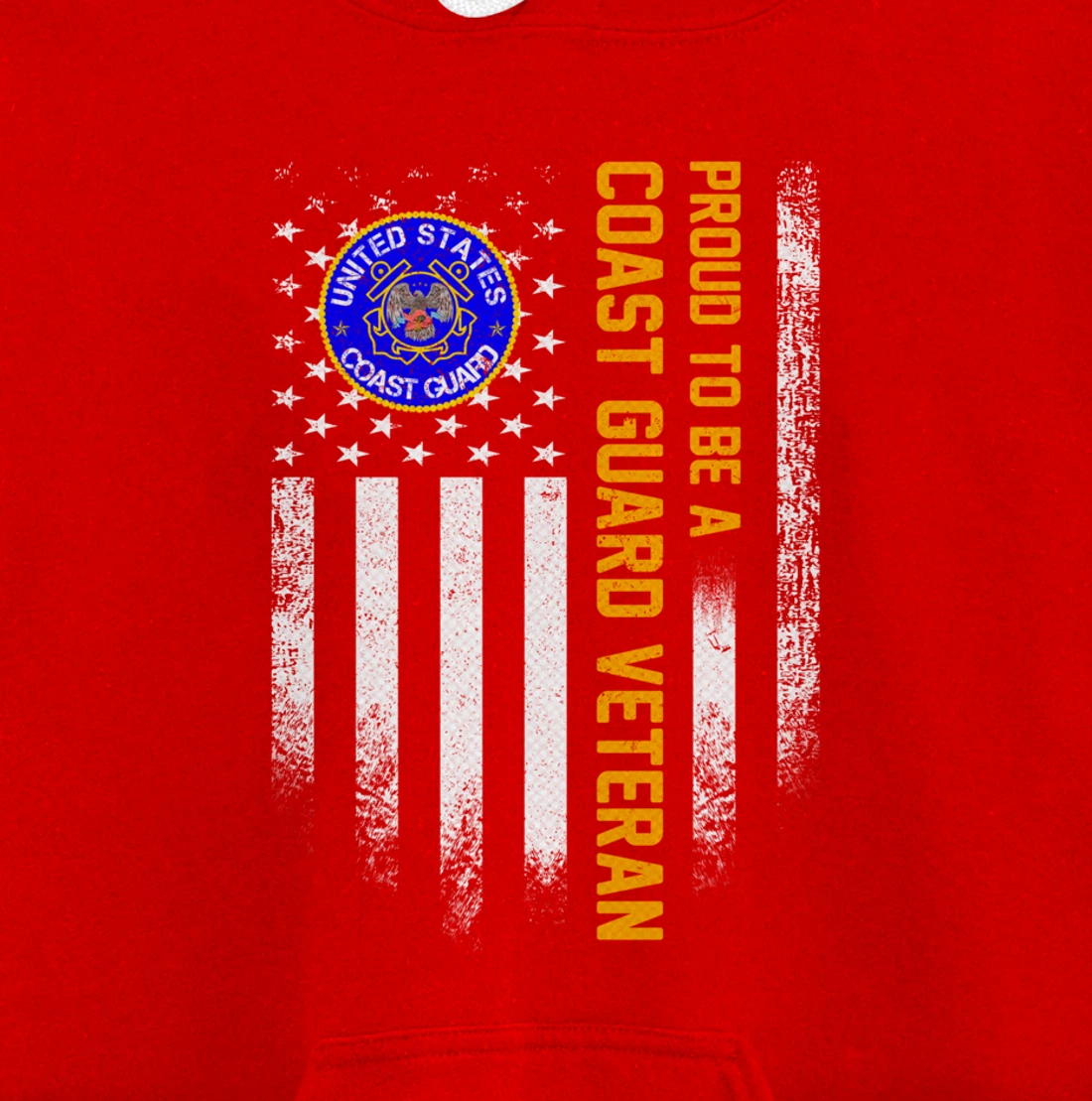 Vintage USA American Flag Proud To Be A Coast Guard Veteran Pullover Hoodie