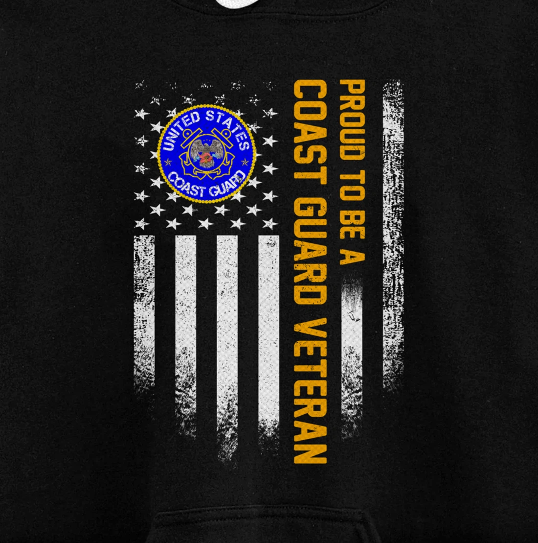 Vintage USA American Flag Proud To Be A Coast Guard Veteran Pullover Hoodie