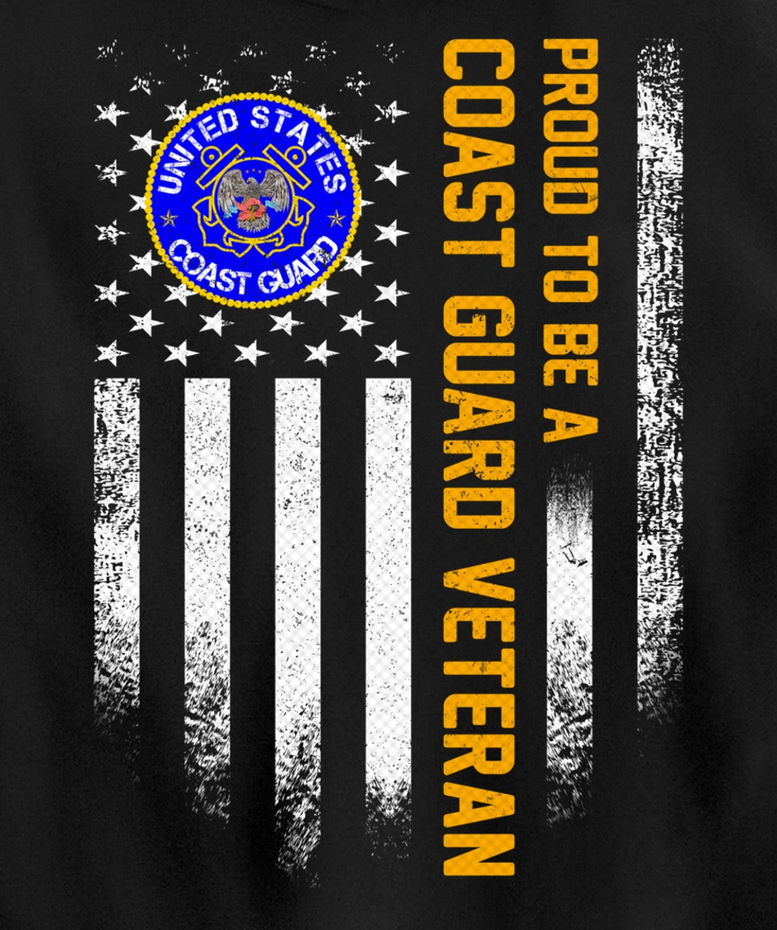 Vintage USA American Flag Proud To Be A Coast Guard Veteran Pullover Hoodie