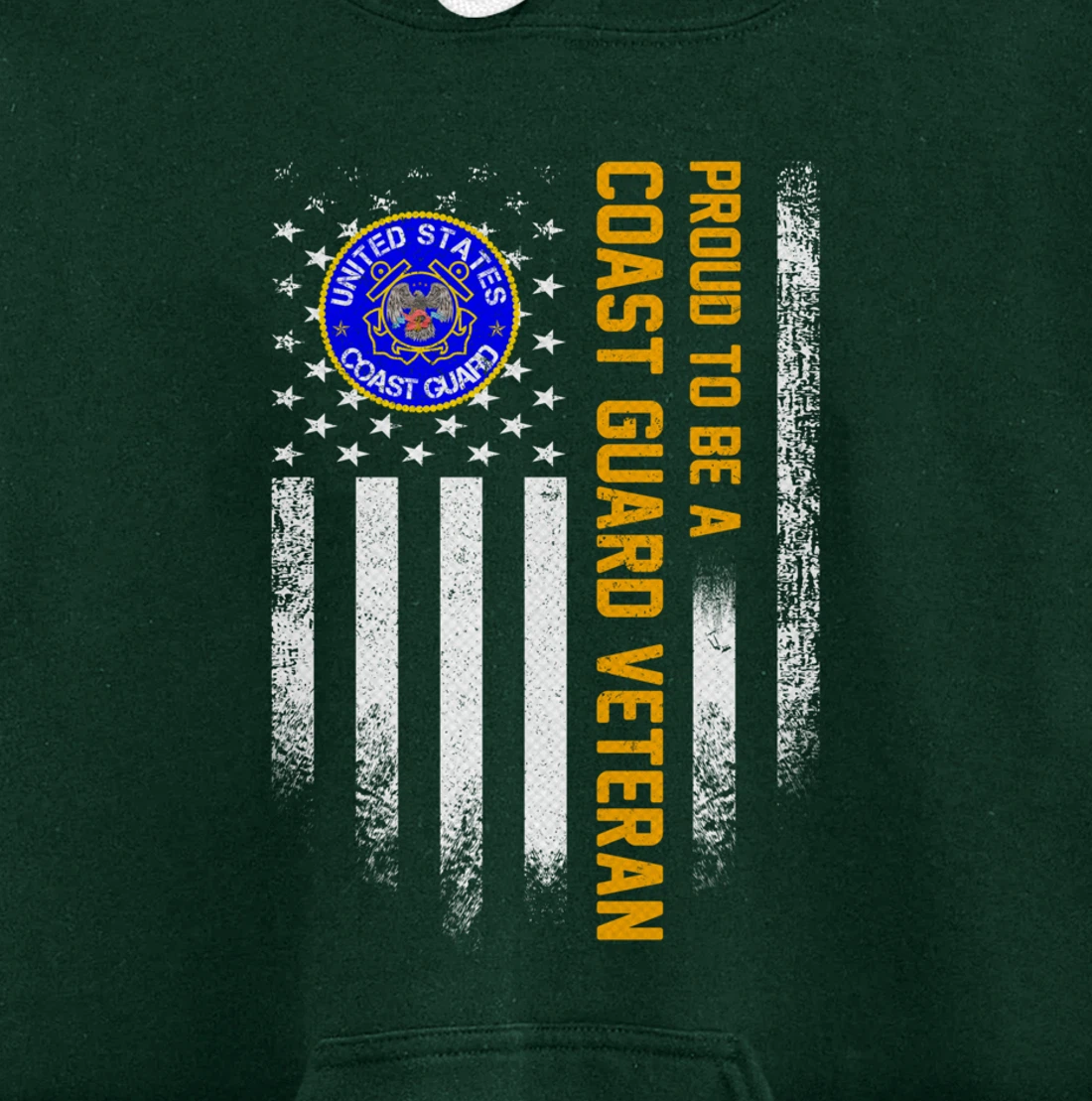 Vintage USA American Flag Proud To Be A Coast Guard Veteran Pullover Hoodie