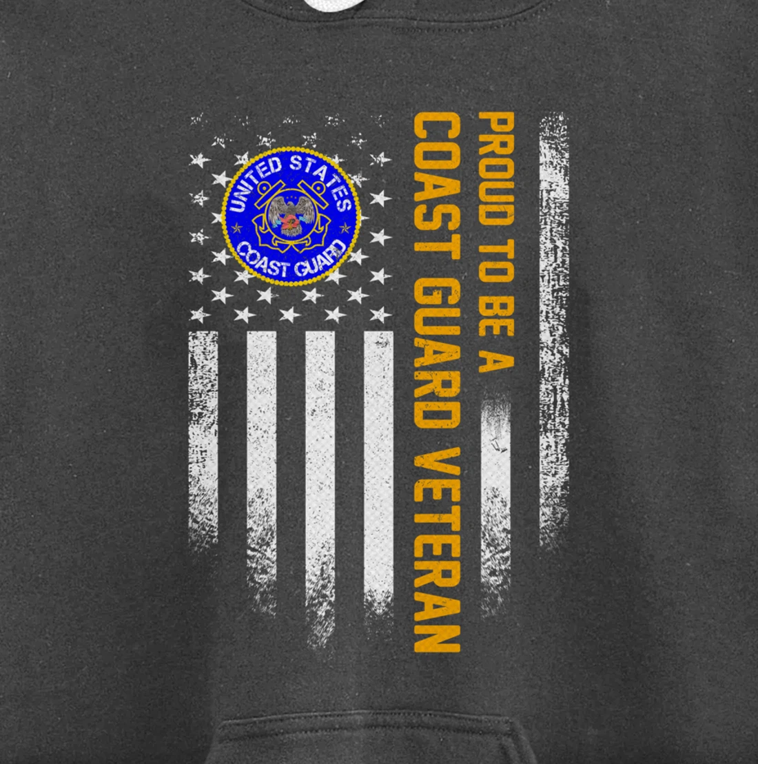 Vintage USA American Flag Proud To Be A Coast Guard Veteran Pullover Hoodie