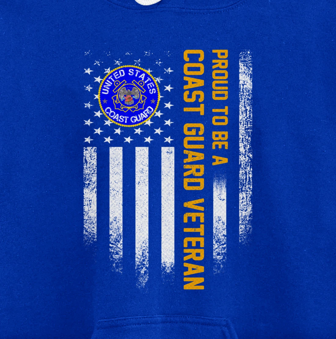 Vintage USA American Flag Proud To Be A Coast Guard Veteran Pullover Hoodie