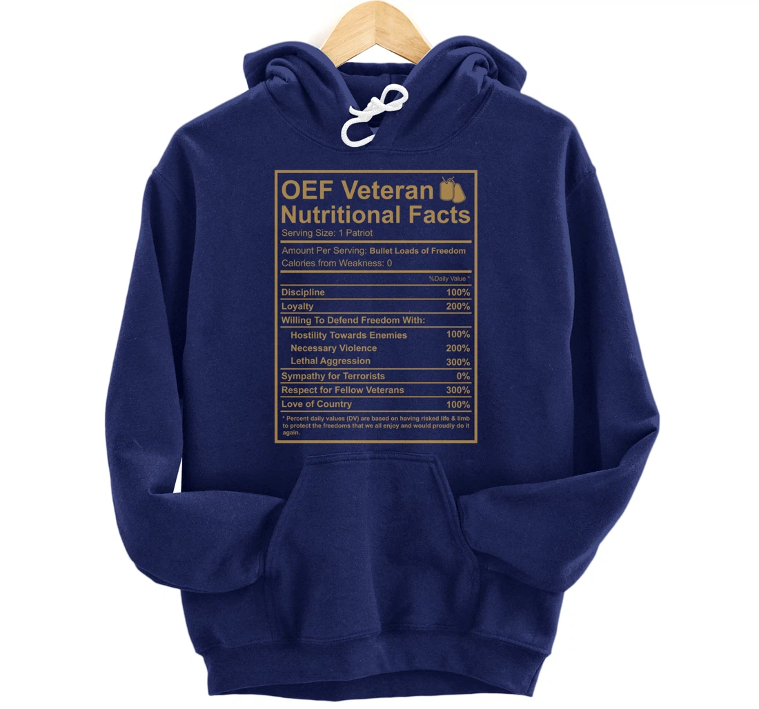 OEF OIF Veteran Nutritional Facts Proud Iraq War Army Vet Pullover Hoodie