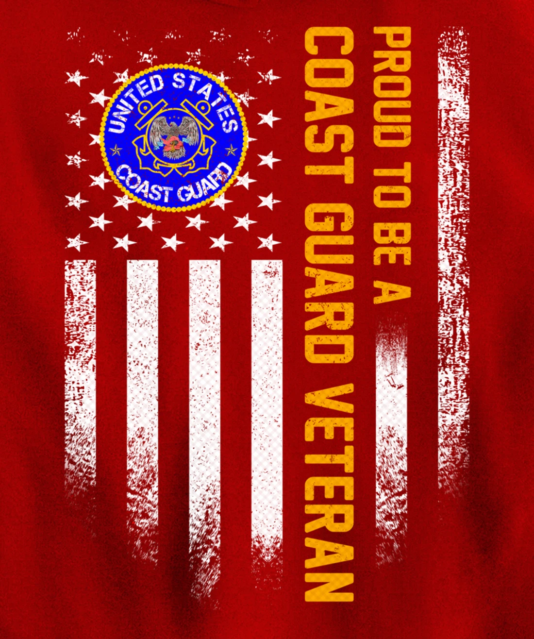 Vintage USA American Flag Proud To Be A Coast Guard Veteran Pullover Hoodie