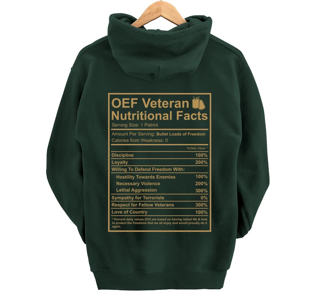 OEF OIF Veteran Nutritional Facts Proud Iraq War Army Vet Pullover Hoodie